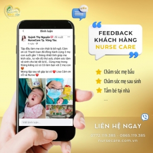 Feedback của khách hàng Quỳnh Thy Nguyễn khi trải nghiệm dịch vụ tại Nurse Care.